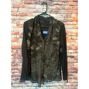 Simply Vera vera wang black long sleeve sheer overlay button down women's medium